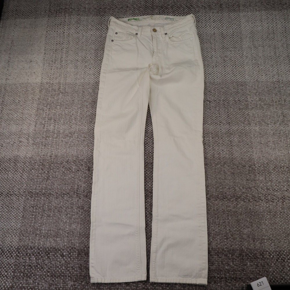 7 For All Mankind Slimmy Jeans Mens 28 Off-White Excellent Organic Cotton USA